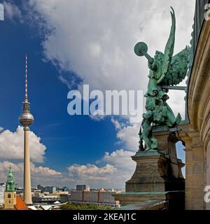 Berlin Television Tower seen from the viewing platform of the Berlin Cathedral, Germany, Berlin Stock Photo