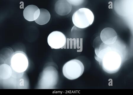 Blurred lights, gray, deep blue background. Abstract bokeh with soft light Stock Photo