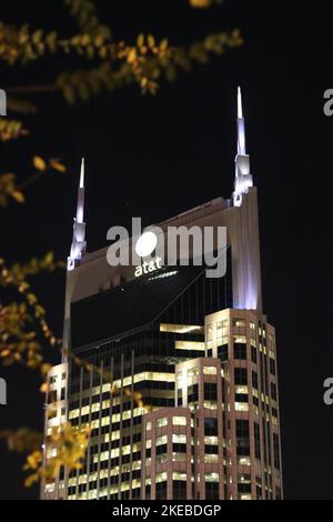 ATT (Batman Building) at night in downtown Nashville Stock Photo