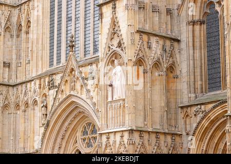 The new statue of the late Queen Elizabeth II by Richard Bossons and unveiled by HRH King Charles III on 9th November at York Minster,North Yorkshire Stock Photo