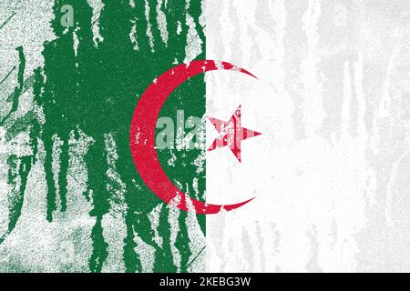 Algeria flag painted on old distressed concrete wall background Stock Photo