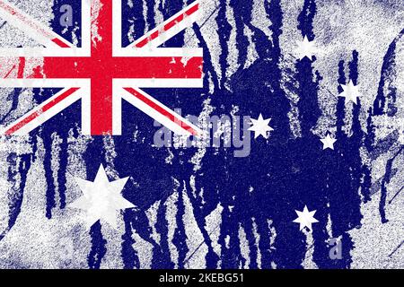 Australia flag painted on old distressed concrete wall background Stock Photo