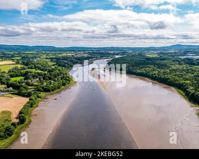 Aerial view of the river Moy at Ballina in County Mayo - Republic of Ireland. Stock Photo