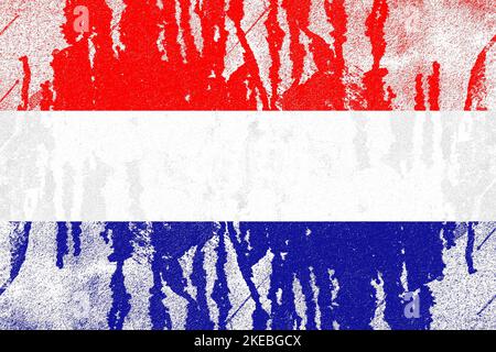 Croatia flag painted on old distressed concrete wall background Stock Photo
