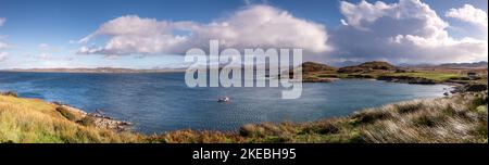 Panoramic view over Loch Ewe on the Atlantic northwest coast of Scotland Stock Photo