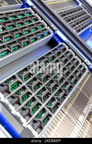 Cloud computing big data storage system. Server in data center. Stock Photo