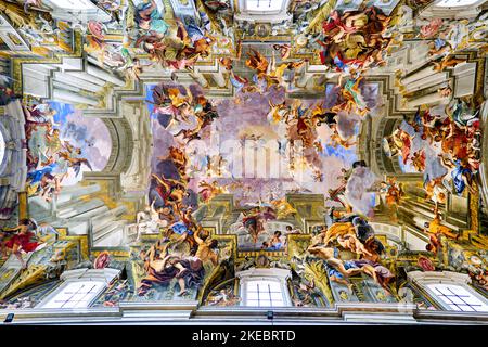 Rome Lazio Italy. The Church of St. Ignatius of Loyola at Campus Martius. Andrea Pozzo's painted ceiling Stock Photo