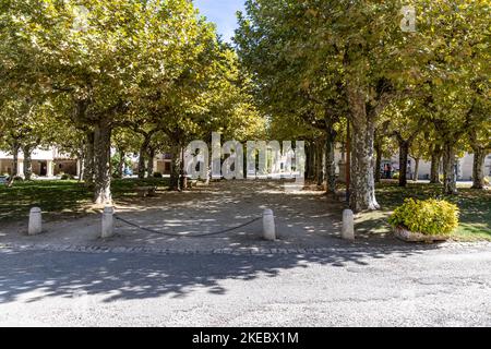 Fourcès is one of the most beautiful villages in France. It is a typical Occitan village, which has the particularity of having a central square of ro Stock Photo