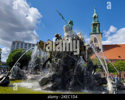 Neptune Fountain, Berlin, Germany, Europe Stock Photo