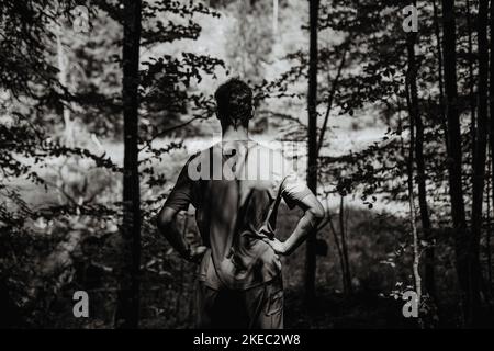 Man in forest Stock Photo