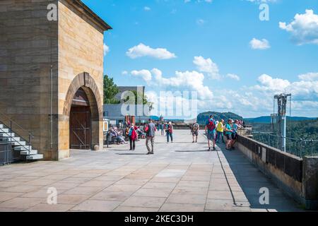 Königstein Castle Elbe Sandstone Mountains in Saxon Switzerland in Summer Stock Photo