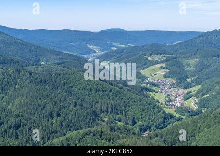 Europe, Germany, Southern Germany, Baden-Wuerttemberg, Black Forest, View from viewpoint Bauernkopf to Bad Griesbach im Rottal Stock Photo