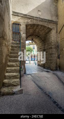 Built in the XVIII and served as one of the entrances to the ancient city of Nissan lez Enserune Stock Photo