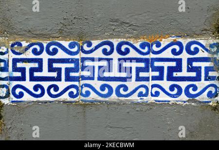 Band with tiles on wall in Petropolis, Rio de Janeiro, Brazil Stock Photo