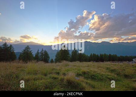 Evening at the Spitzner Alm in the Ulten Valley, South Tyrol Stock Photo