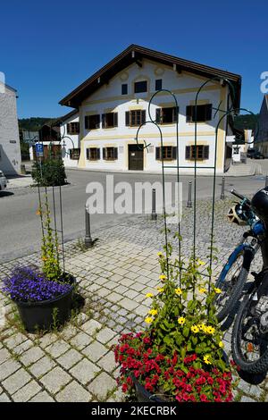 Germany, Bavaria, Upper Bavaria, Altötting County, Marktl am Inn, Market Square, Birthplace of Pope Benedict XVI. Stock Photo