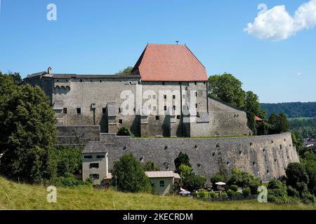 Germany, Bavaria, Upper Bavaria, Traunstein County, Tittmoning, Tittmoning Castle Stock Photo