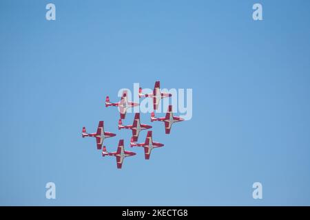 The Canadian Forces Snowbirds team performs at the CNE Air Show in Toronto, Ontario, Canada. Stock Photo
