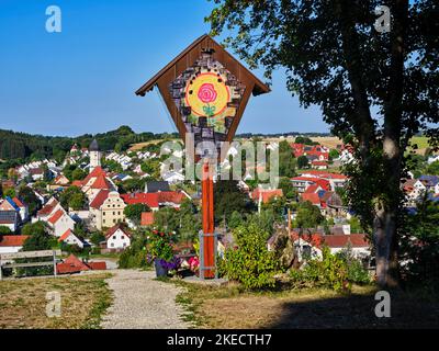 Baroque visual axis in a historic cultural landscape, Welden in the Augsburg Westliche Wälder Nature Park. Stock Photo