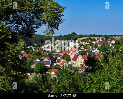 Baroque visual axis in a historic cultural landscape, Welden in the Augsburg Westliche Wälder Nature Park. Stock Photo