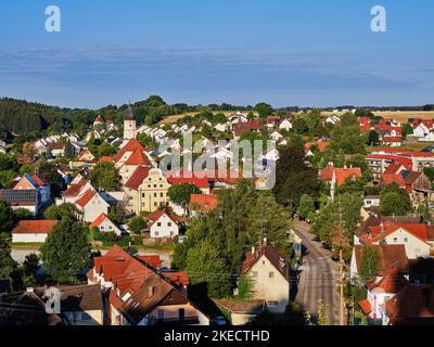 Baroque visual axis in a historic cultural landscape, Welden in the Augsburg Westliche Wälder Nature Park. Stock Photo