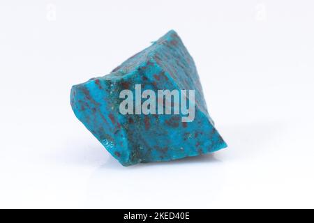 Natural Chrysocolla stone on a white background. Mineral of blue and bluish-green color Stock Photo