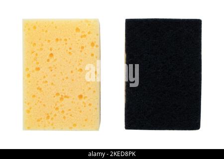 Yellow foam rubber sponge for dishwashing on white background. House  cleaning tool. Simple everyday cleaning sponge studio photo. Everyday  routine dom Stock Photo - Alamy