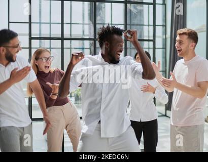 Working together on project. Team building concept. Office life Stock Photo
