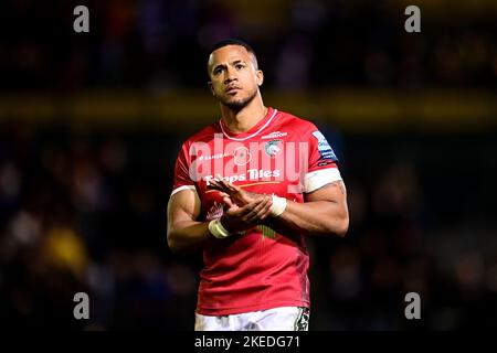 Bath, Somerset, UK. 11th Nov 2022. Anthony Watson of Leicester Tigers - Mandatory by-line: Ashley Crowden  - 11/11/2022 - RUGBY - The Recreation Ground - Bath, England - Bath Rugby vs Leicester Tigers - Gallagher Premiership Credit: Ashley Crowden/Alamy Live News Stock Photo