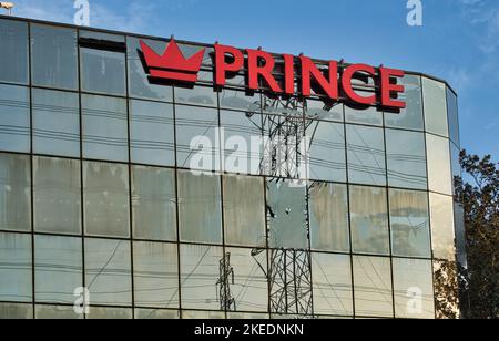 Houston, Texas USA 11-11-2022: Prince Energy office building exterior facade and logo in Houston, TX. Business headquarters for global manufacturing. Stock Photo