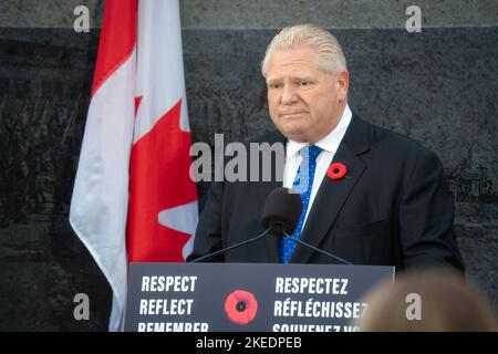 Premier of Ontario Doug Ford gives a speech after the cabinet swearing ...