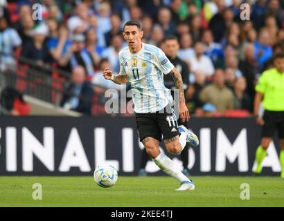 01 Jun 2022 - Italy v Argentina - Finalissima 2022 - Wembley Stadium  Argentina's Angel Di Maria during the match against Italy at Wembley Stadium. Picture Credit : © Mark Pain / Alamy Stock Photo