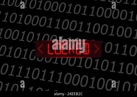The locked data system on a black background. Stock Photo