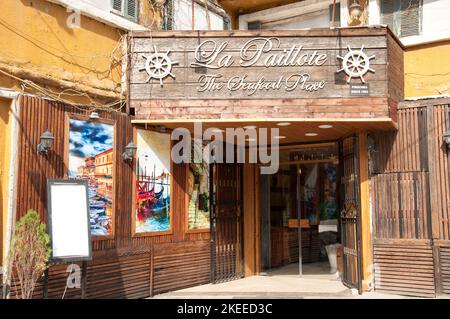 Fish Restaurant at the end of The Corniche, Beirut, Lebanon, Middle East.  The Corniche is a favourite place with the Lebanese for strolling at any ti Stock Photo