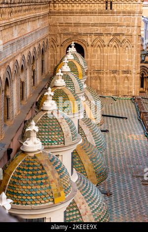 The Baroque Small Side Cupolas At Palermo Cathedral, Palermo, Sicily, Italy. Stock Photo
