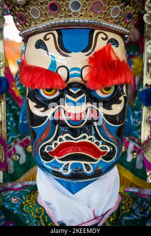 Painted head of a life-size puppet of a king, used in ritual ...