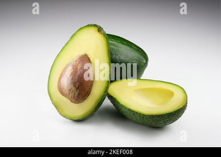 Still life shot of Two avocados on a white background Stock Photo
