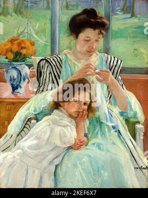 Mary Cassatt, Young Mother Sewing, 1900, Oil on canvas, National Gallery of Art, Washington, D.C., USA. Stock Photo