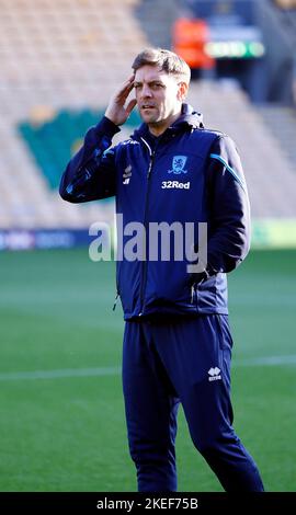 Norwich, UK. 12th Nov, 2022. Jonathan Woodgate middlesbrough staff before the Sky Bet Championship match between Norwich City and Middlesbrough at Carrow Road on November 12th 2022 in Norwich, England. (Photo by Mick Kearns/phcimages.com) Zack Steffen of Middlesbrough Credit: PHC Images/Alamy Live News Stock Photo