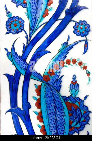 Colourful Iznik Tiles with floral patterns. Stock Photo