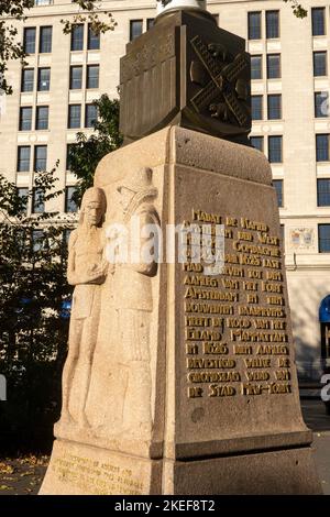 Netherlands Monument Flagpole base in Battery Park, New York City, USA  2022 Stock Photo