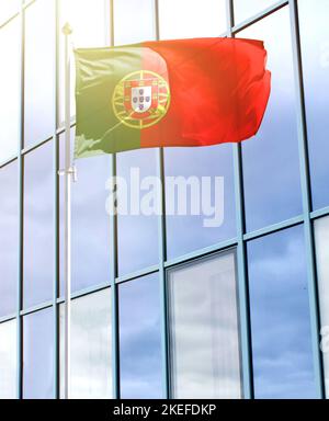 Flag of Portugal on a flagpole Stock Photo