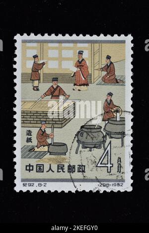 CHINA - CIRCA 1962: A stamps printed in China shows  C92 Scientists of Ancient China (2nd Set) Paper making , circa 1962 Stock Photo