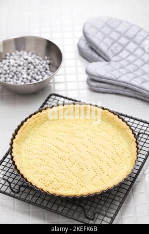 classic banoffee pie recipe; freshly baked pie crust Stock Photo