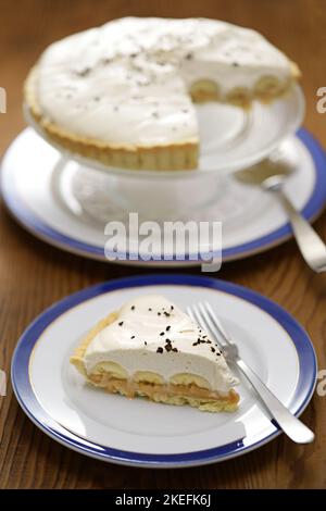 classic banoffee pie recipe; served banoffee pie. Stock Photo