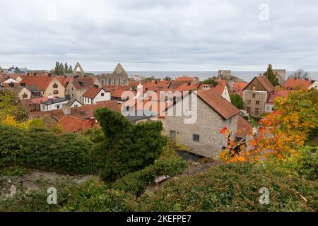 Rooftop view of the medieval town Visby, on the island of Gotland, Sweden Stock Photo