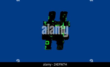 number sign - high tech cyberpunk black and green alphabet on blue, isolated - object 3D illustration Stock Photo