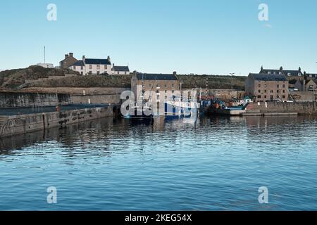 Burghead Harbour view, Moray Firth Stock Photo