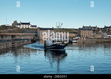 Burghead Harbour view, Moray Firth Stock Photo