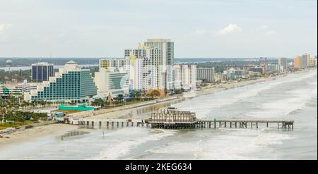 Aerial panorama Daytona Beach Main Street Pier Stock Photo